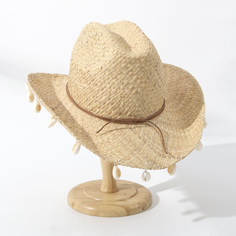 Shell Decor Beach Hat, Summer  - Cowboy Hat Straw 评论和价格