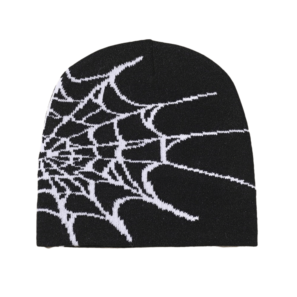 Gothic Soft Spider Web Pattern - Beanie Cuffed Knit 评论和价格