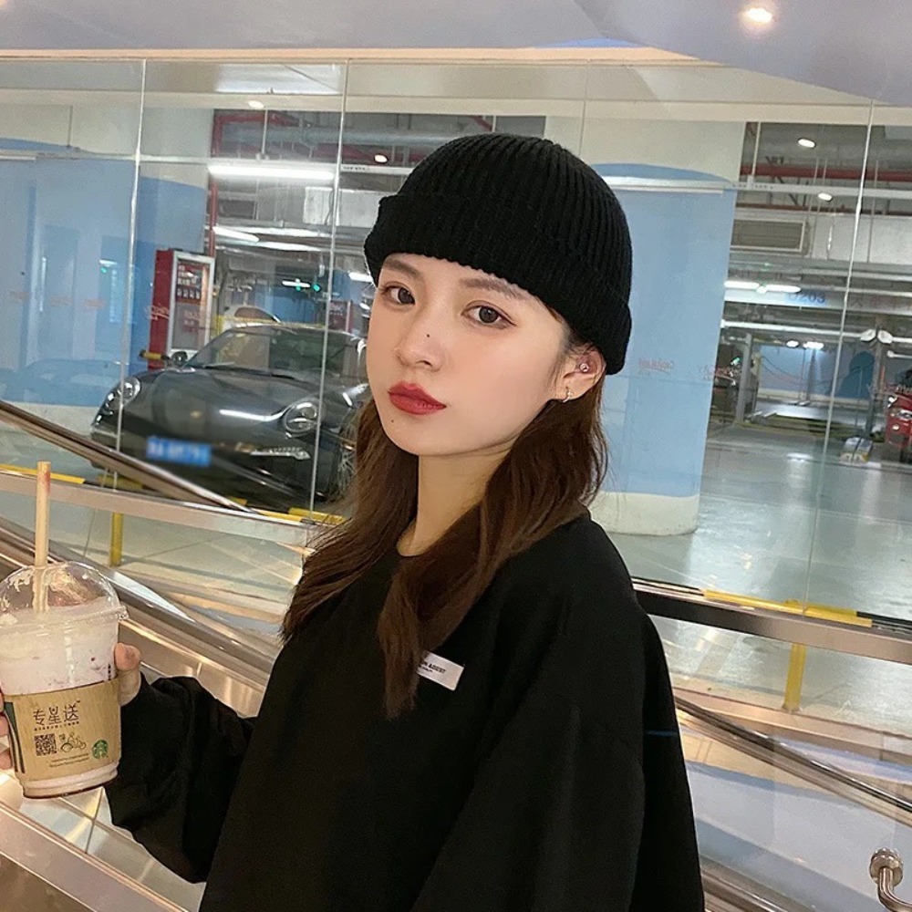 Autumn Winter Unisex Solid Col - Beanie Cuffed Knit 评论和价格